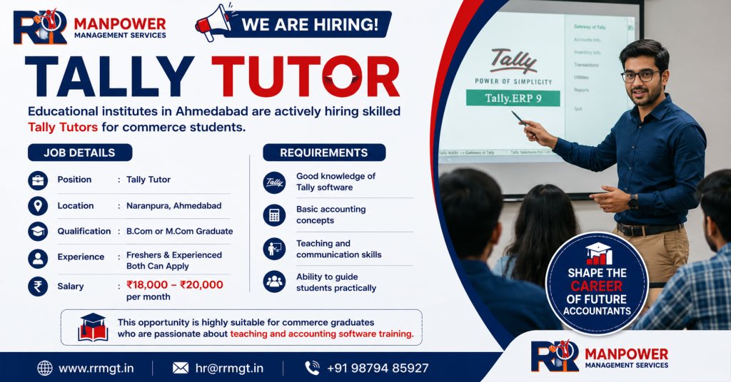 Ahmedabad Jobs, Tally Tutor Job