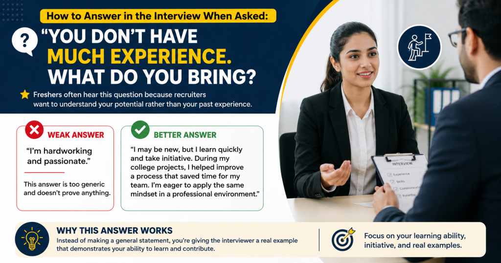 How to Answer in the Interview When Asked:

"You Don't Have Much Experience. What Do You Bring?"