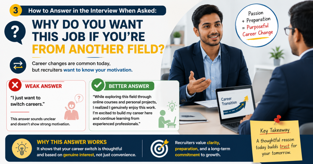 How to Answer in the Interview When Asked:

"Why Do You Want This Job If You're From Another Field?"