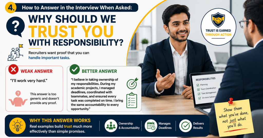 How to Answer in the Interview When Asked:

"Why Should We Trust You With Responsibility?"
